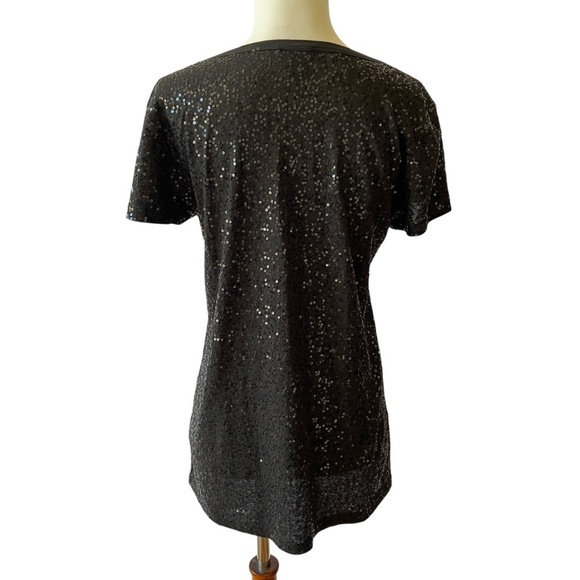DKNY SS TEE SHIRT M 100% COTTON SEQUINS ELEVATED CASUAL SHIMMERY DAY TO DATE - Picture 5 of 12